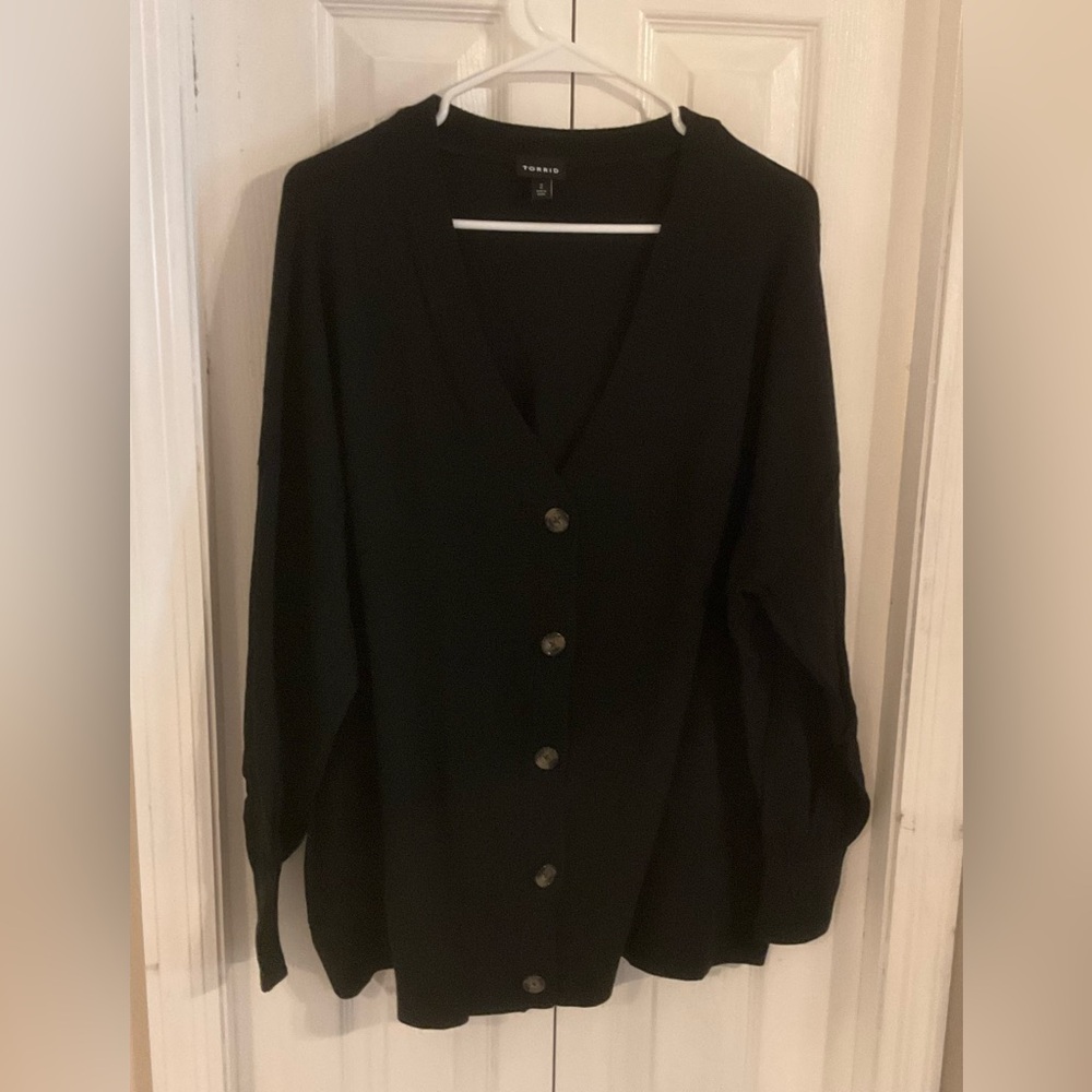 Torrid Black V-Neck Button-Front Cardigan